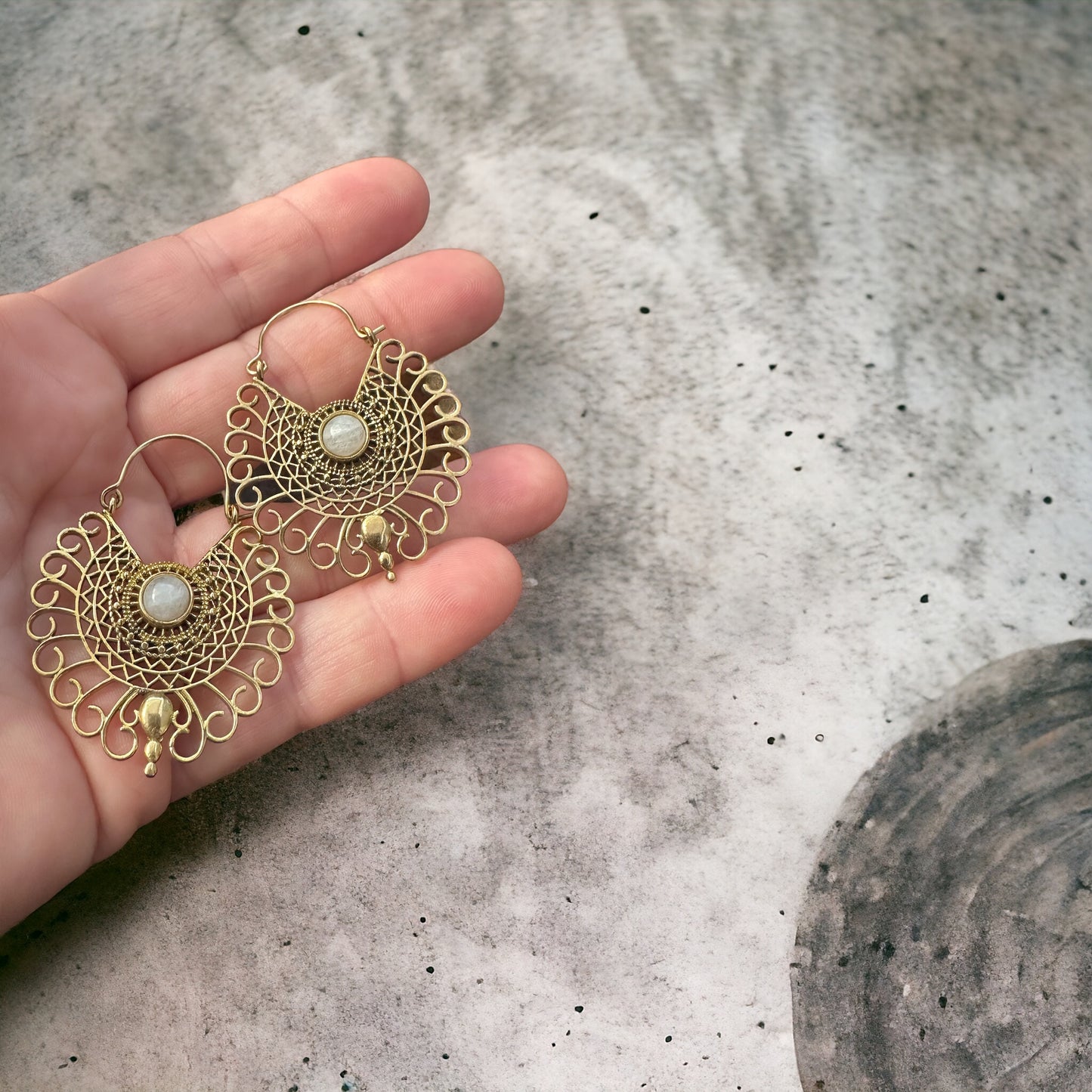 Boho Brass Earrings ‘ Twilight Moonshine’ #43