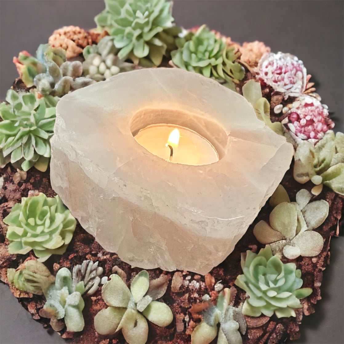 Rose Quartz Tea Light Holder