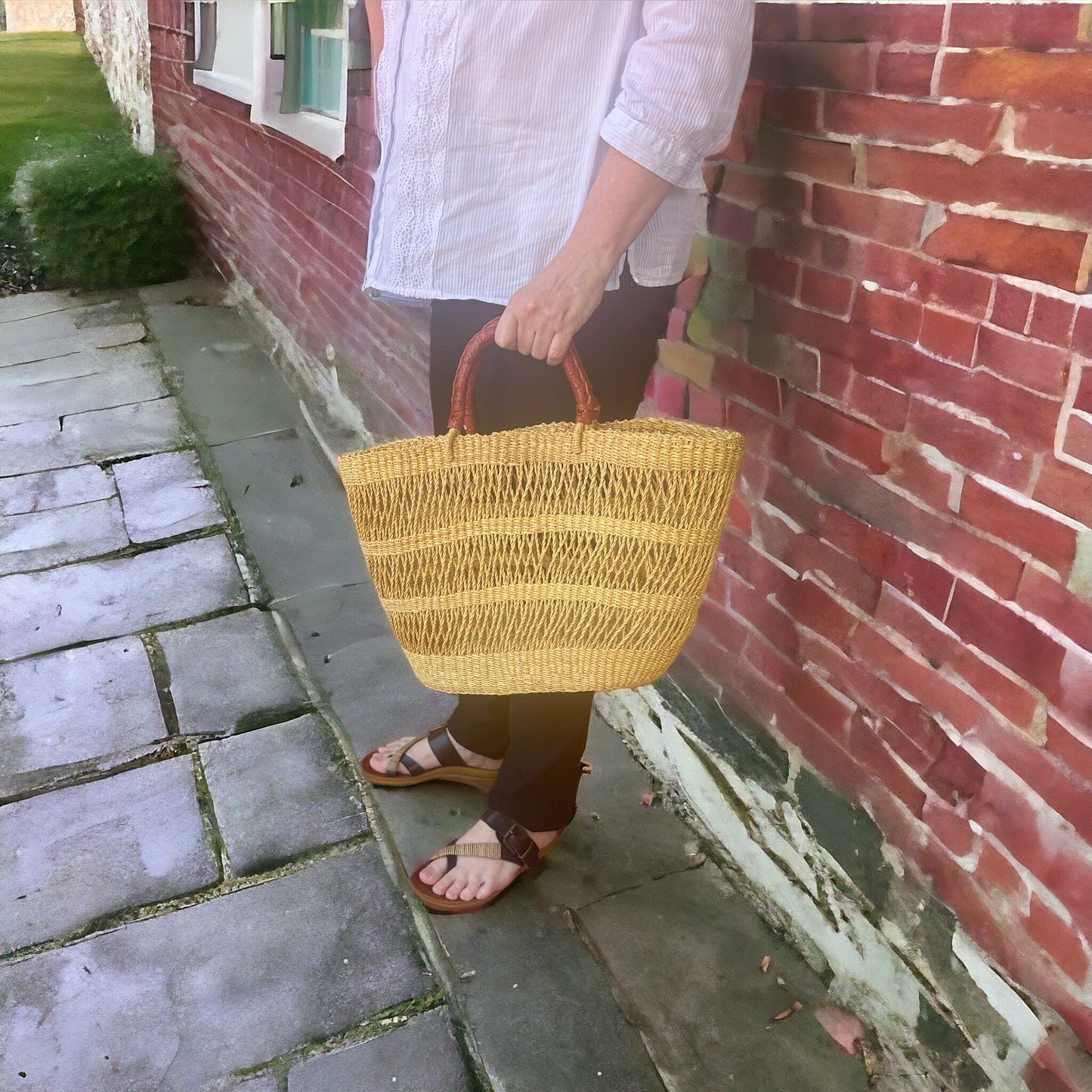 Natural Woven African shopping basket #35