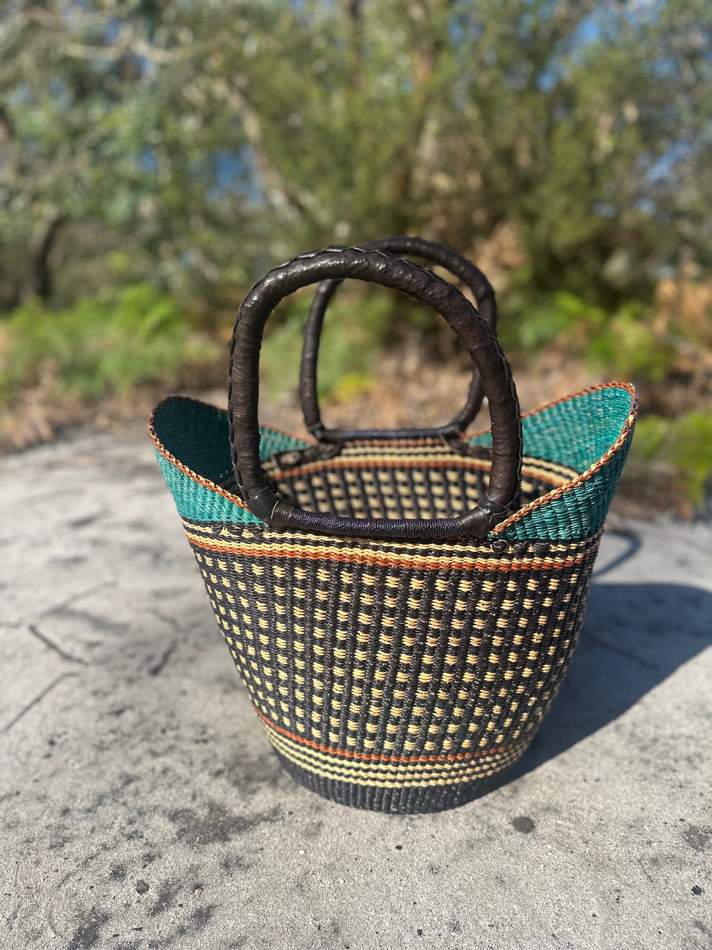 African Basket ‘Turquoise Cross stitch’ #24