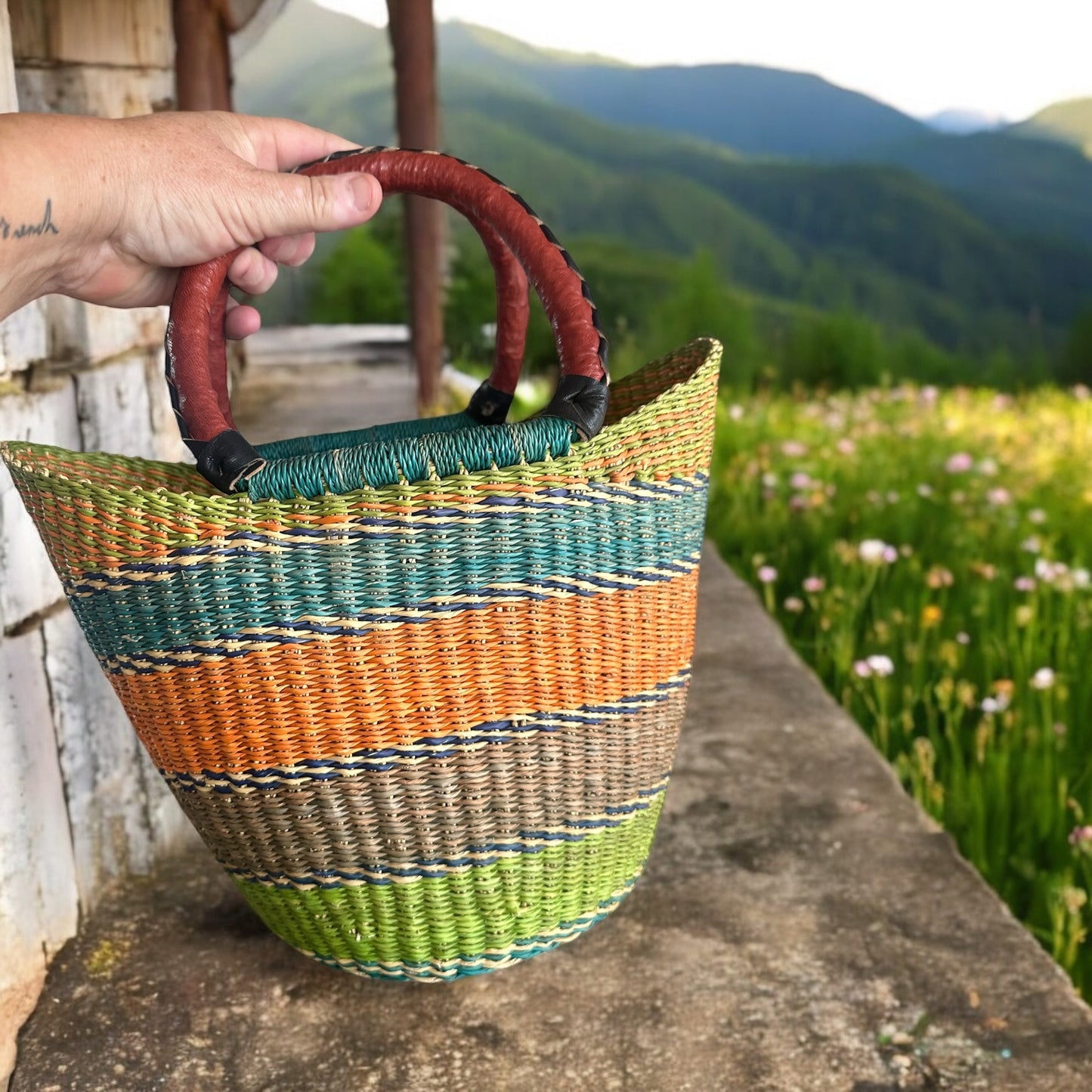 African Basket ‘ Saffron Shadows’ #005