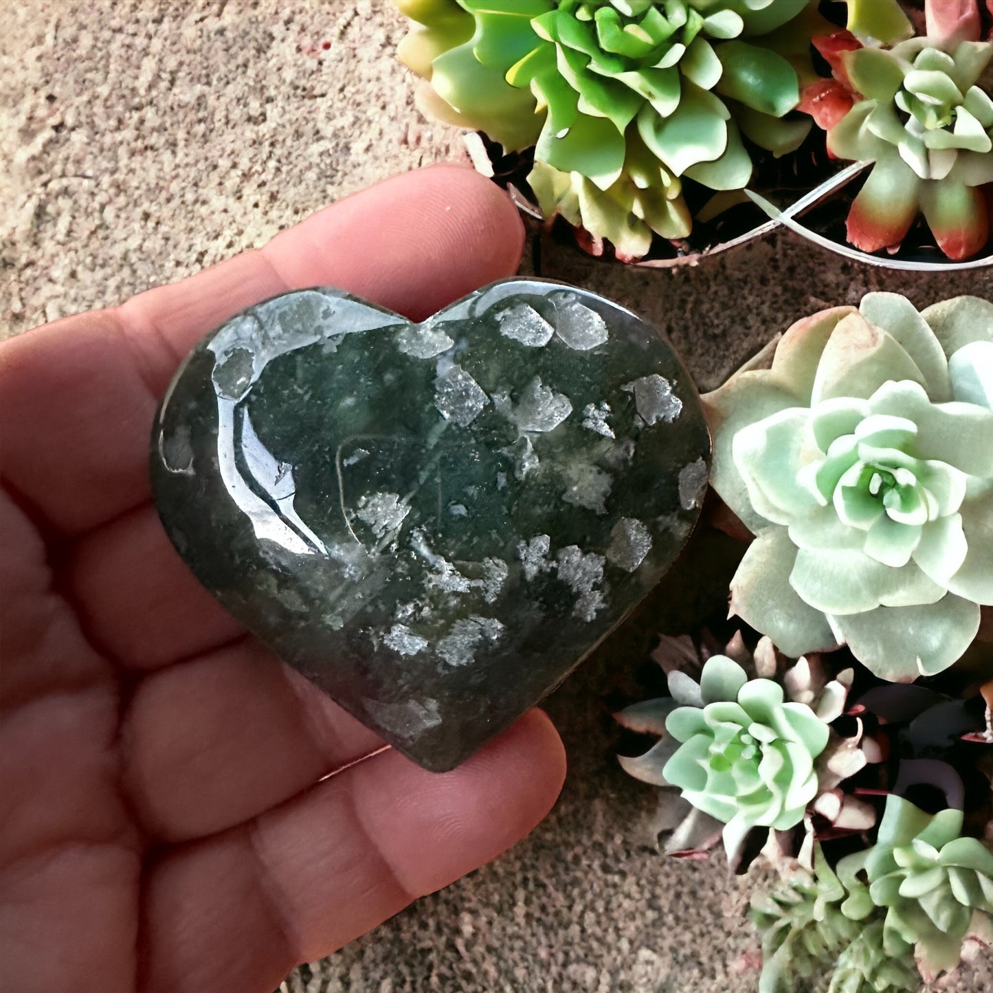 Moss Agate Heart