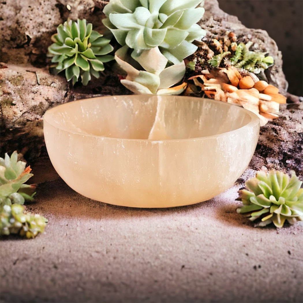 Peach Selenite Bowl