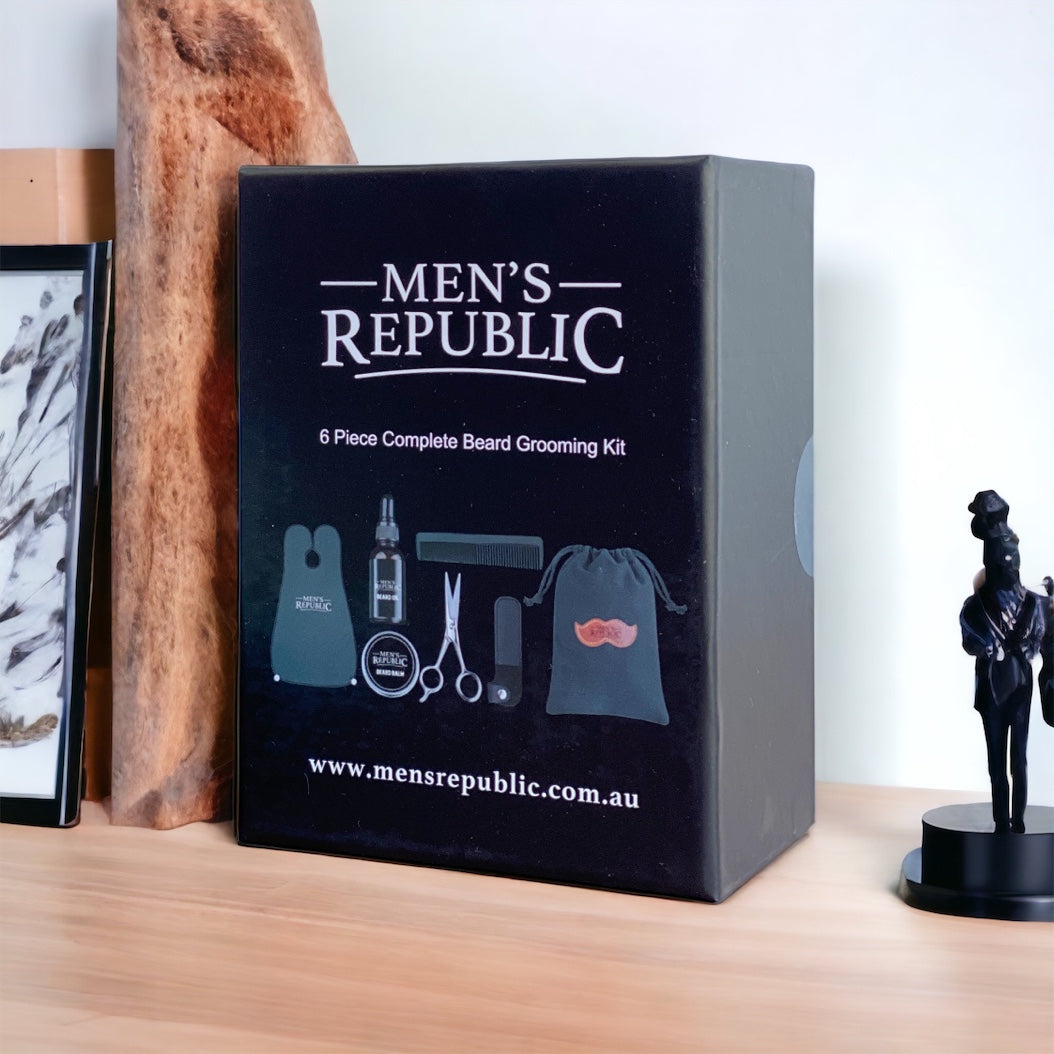 Men’s Republic 6pc Beard Grooming Kit with Bag and Apron