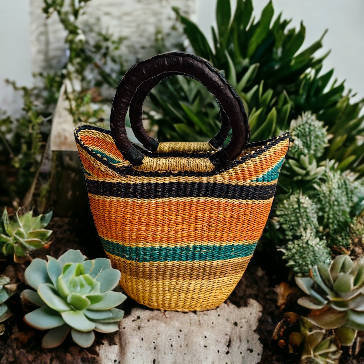 African Basket U Shopper Small - #006