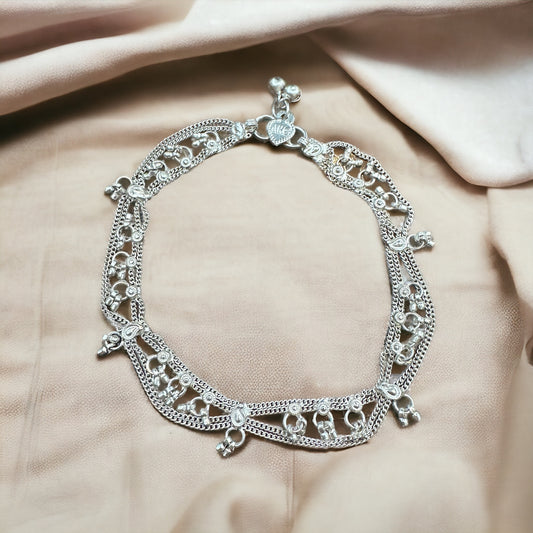 Traditional Indian Silver Metal Anklet