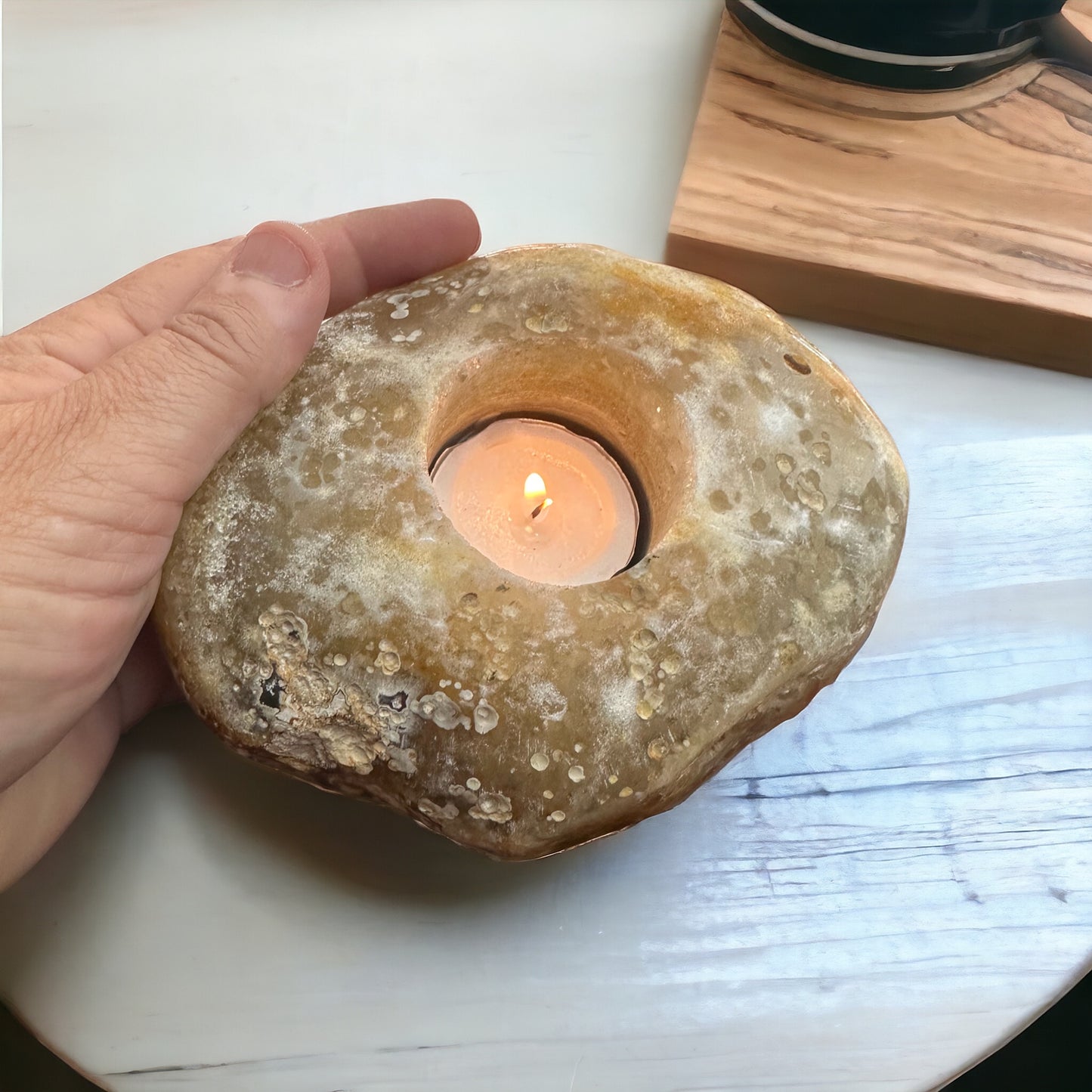 River stone Tealight candle holder #75