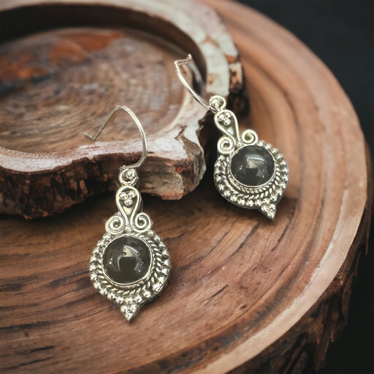 Black Tourmaline Sterling Silver Earrings