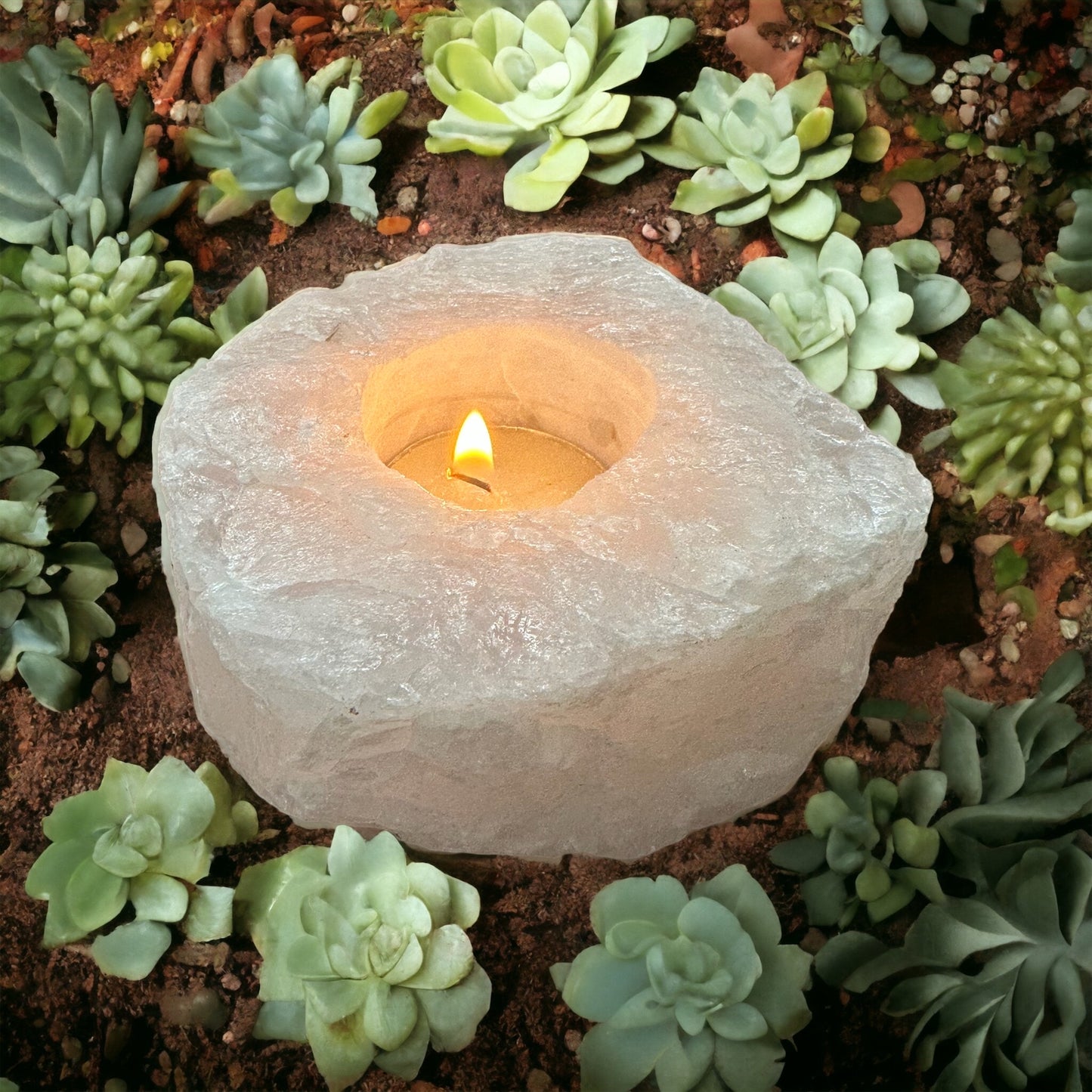 Rose Quartz Tea Light Candle Holder - Rose Quartz