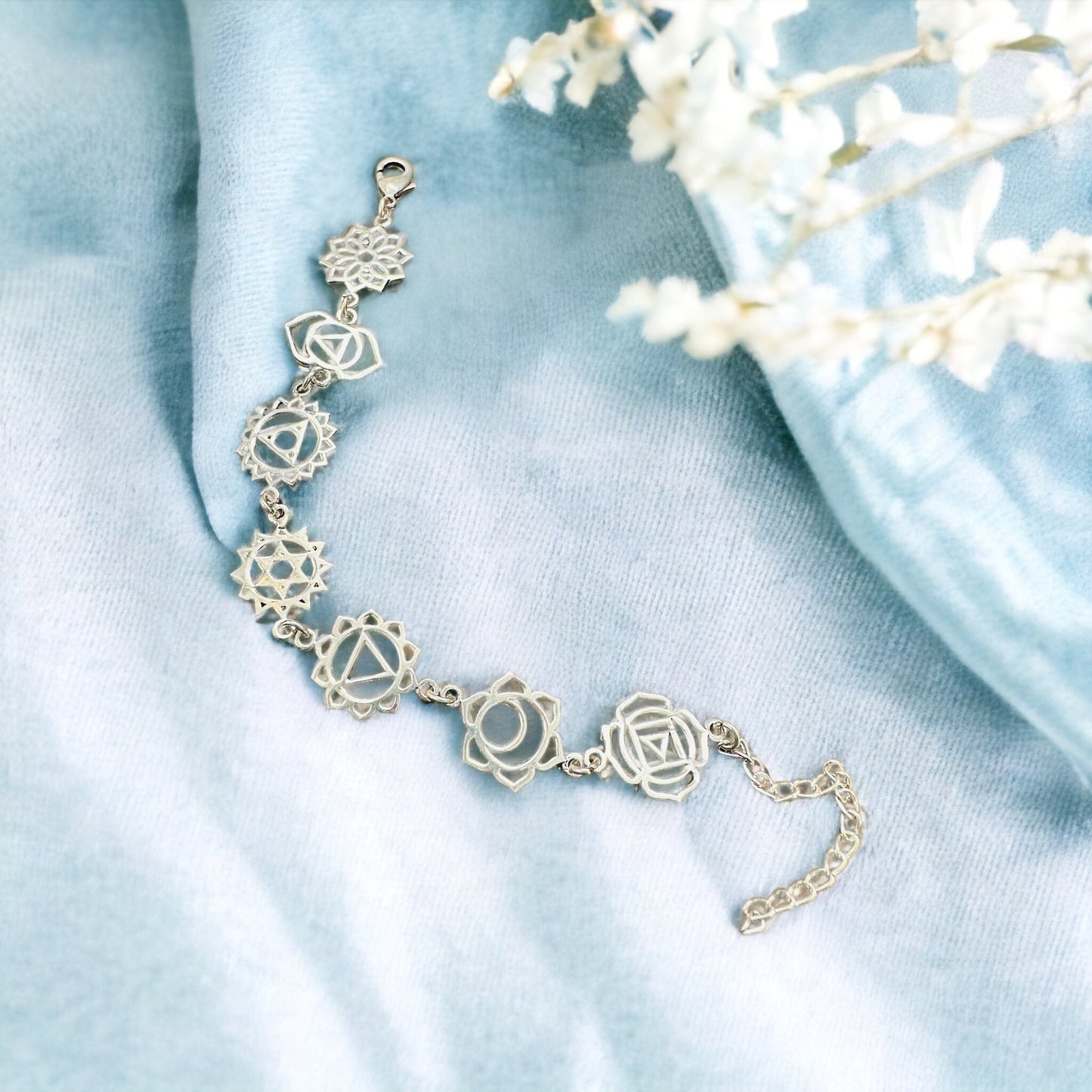Boho Silver Chakra Bracelet
