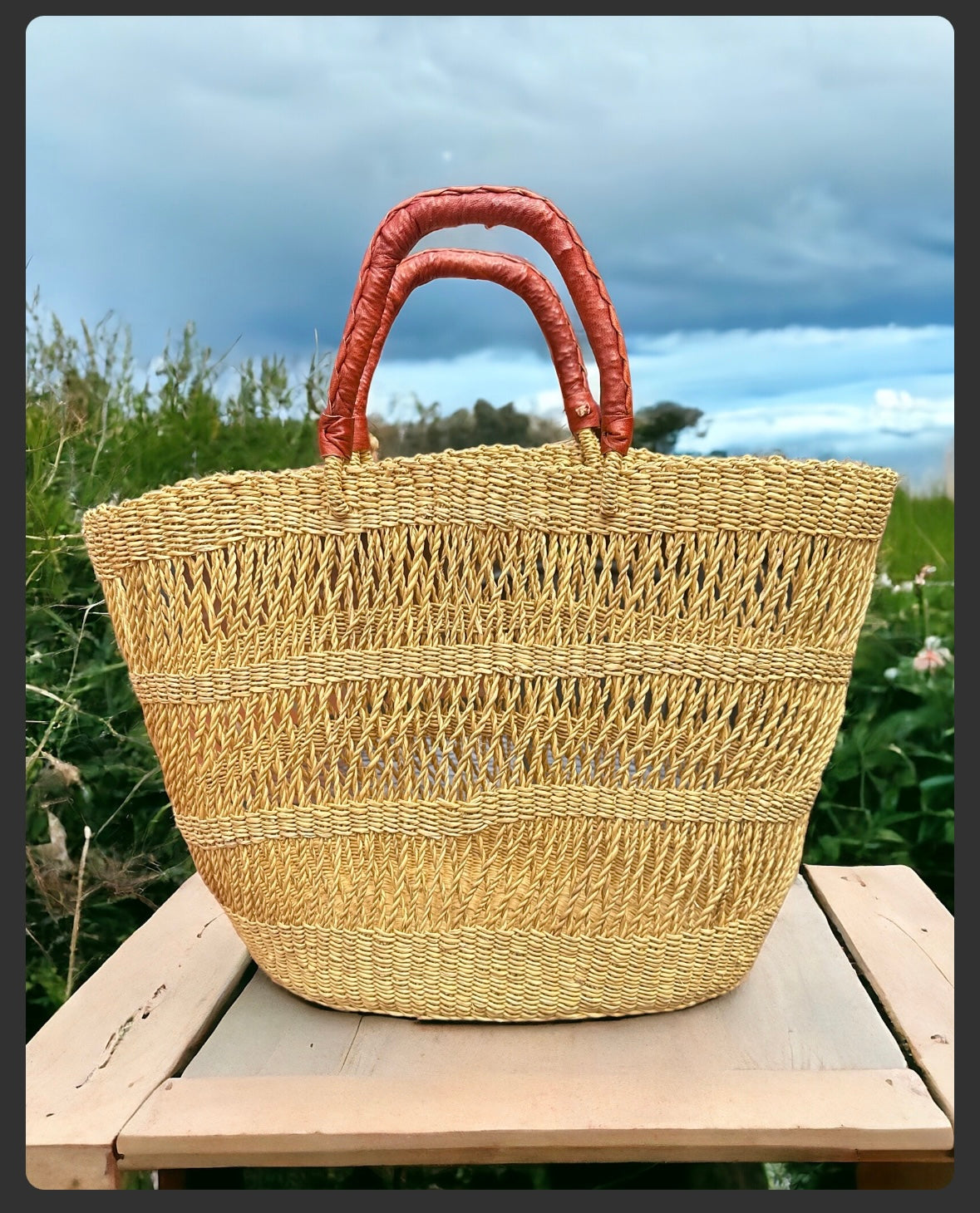 Natural Woven African shopping basket #35