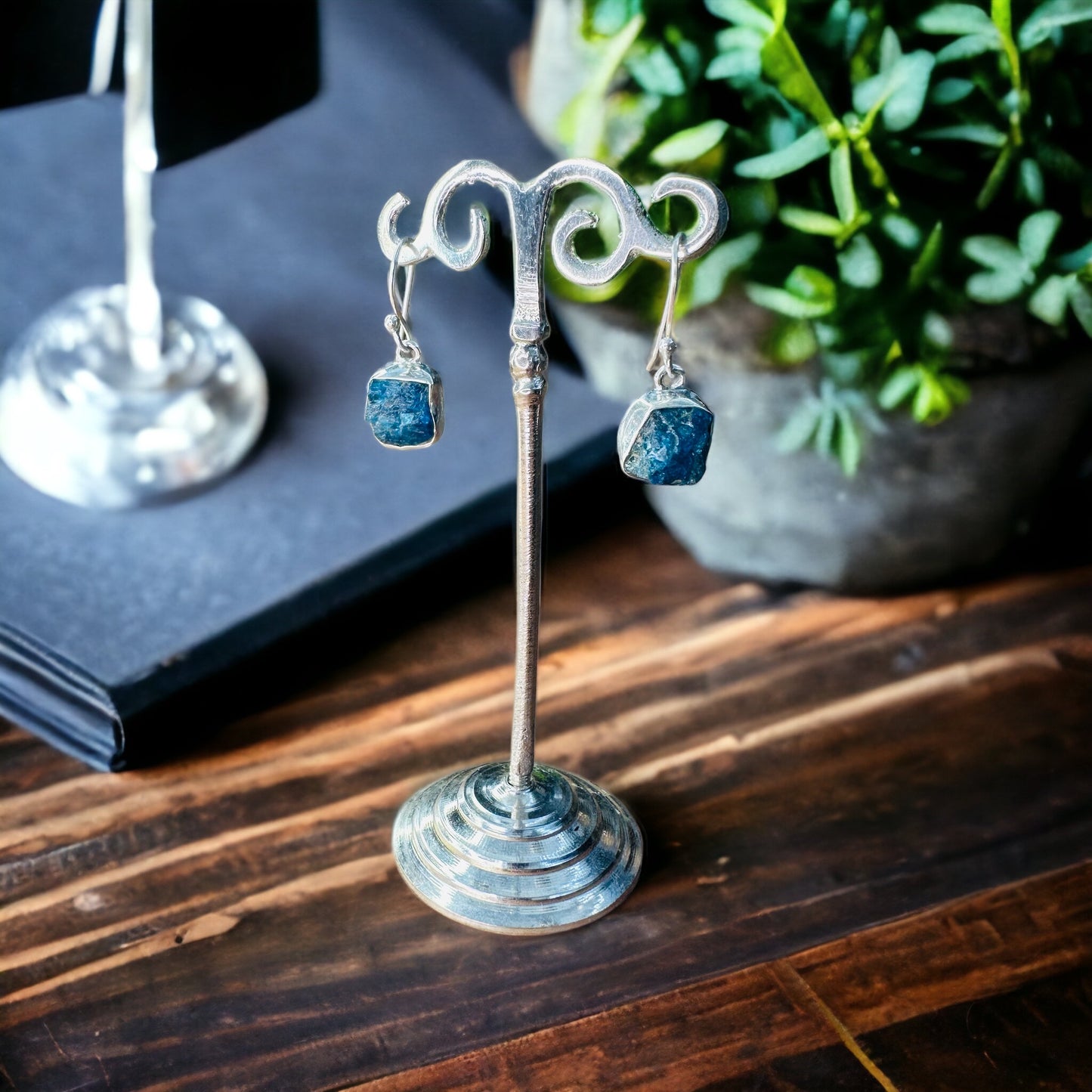Sterling Silver Blue Apatite Earrings