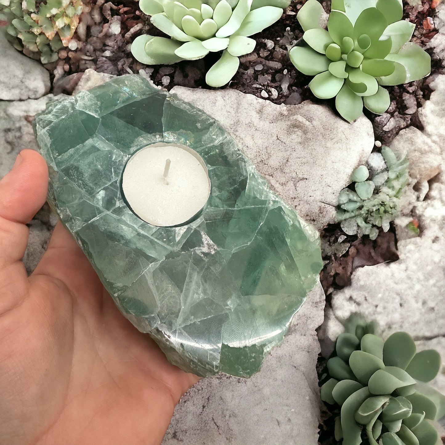 Fluorite Tea Light candle holder#1