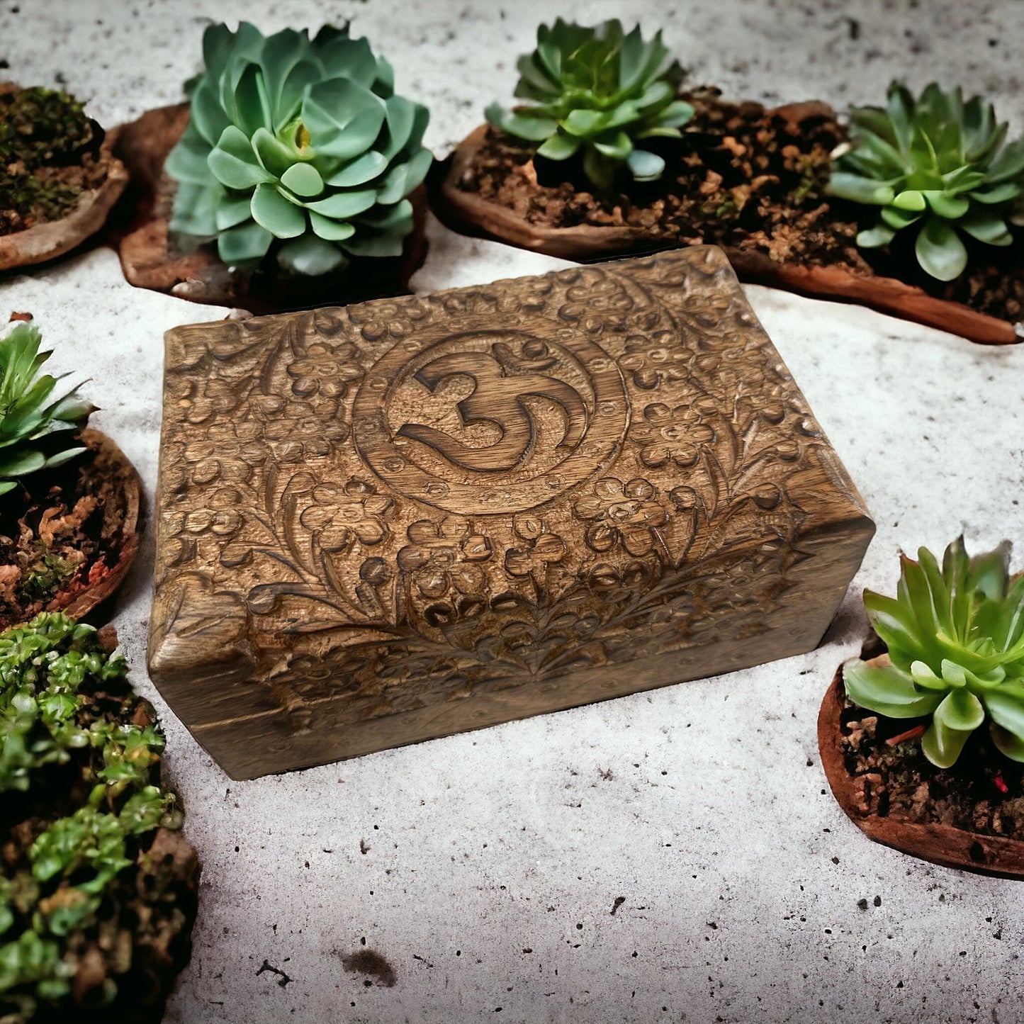 Wooden Box with OM symbol