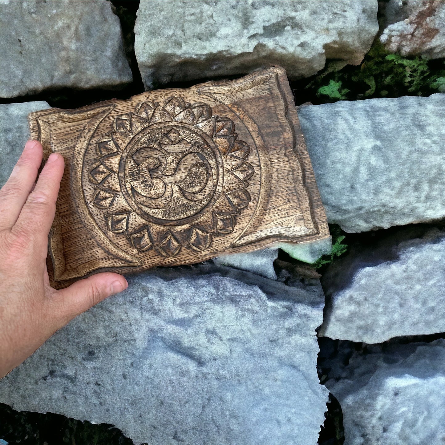 Large wooden carved jewellery box 🙌OM symbol