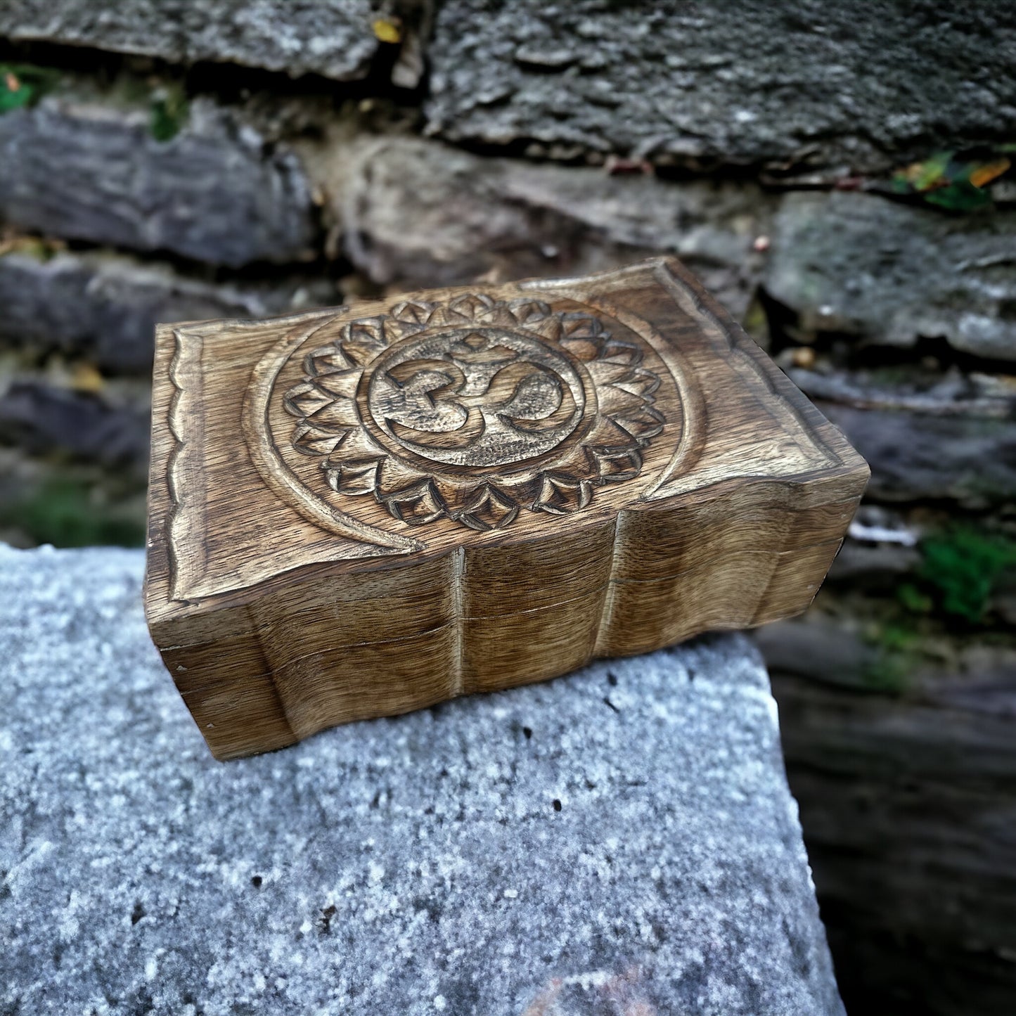 Large wooden carved jewellery box 🙌OM symbol