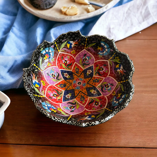Turkish Decorative Bowl-black-purple -red #23