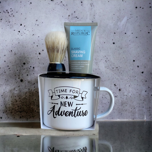 Men’s Republic Mug with Shaving Cream and Beard Brush