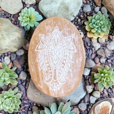 Peach Selenite Lotus Palmstone