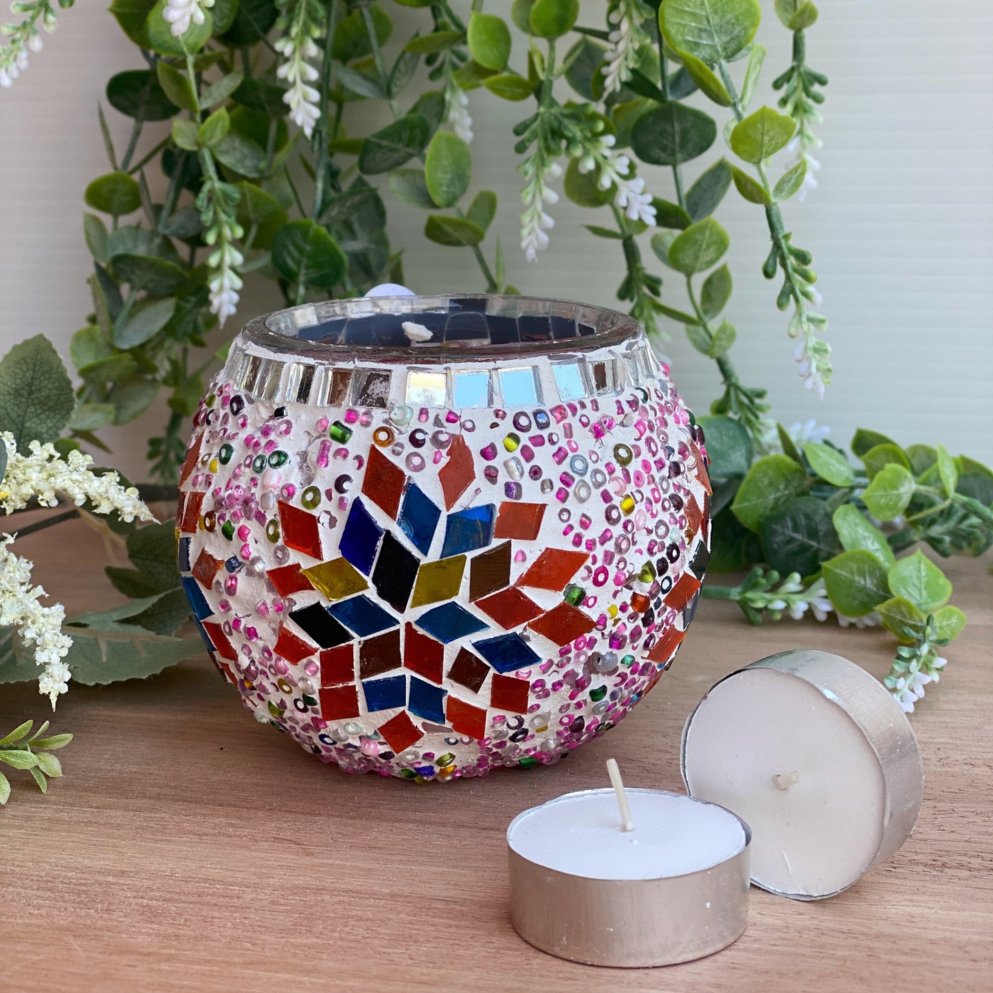 Mosaic Tea Light Ornamental Piece - Handmade in Turkey