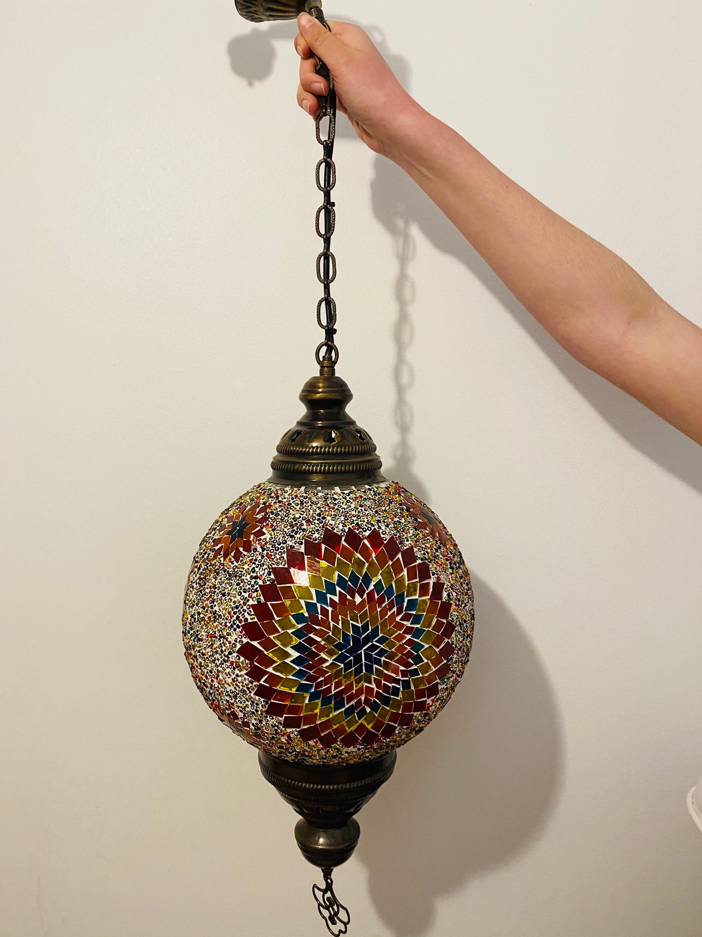 Turkish Handmade Ceiling Lamp - multicoloured, red